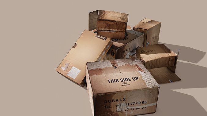 CardBoard Box Pack Free low-poly 3D model