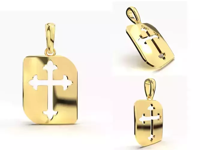 JESUS CROSS GOLD PENDANT 3D print model