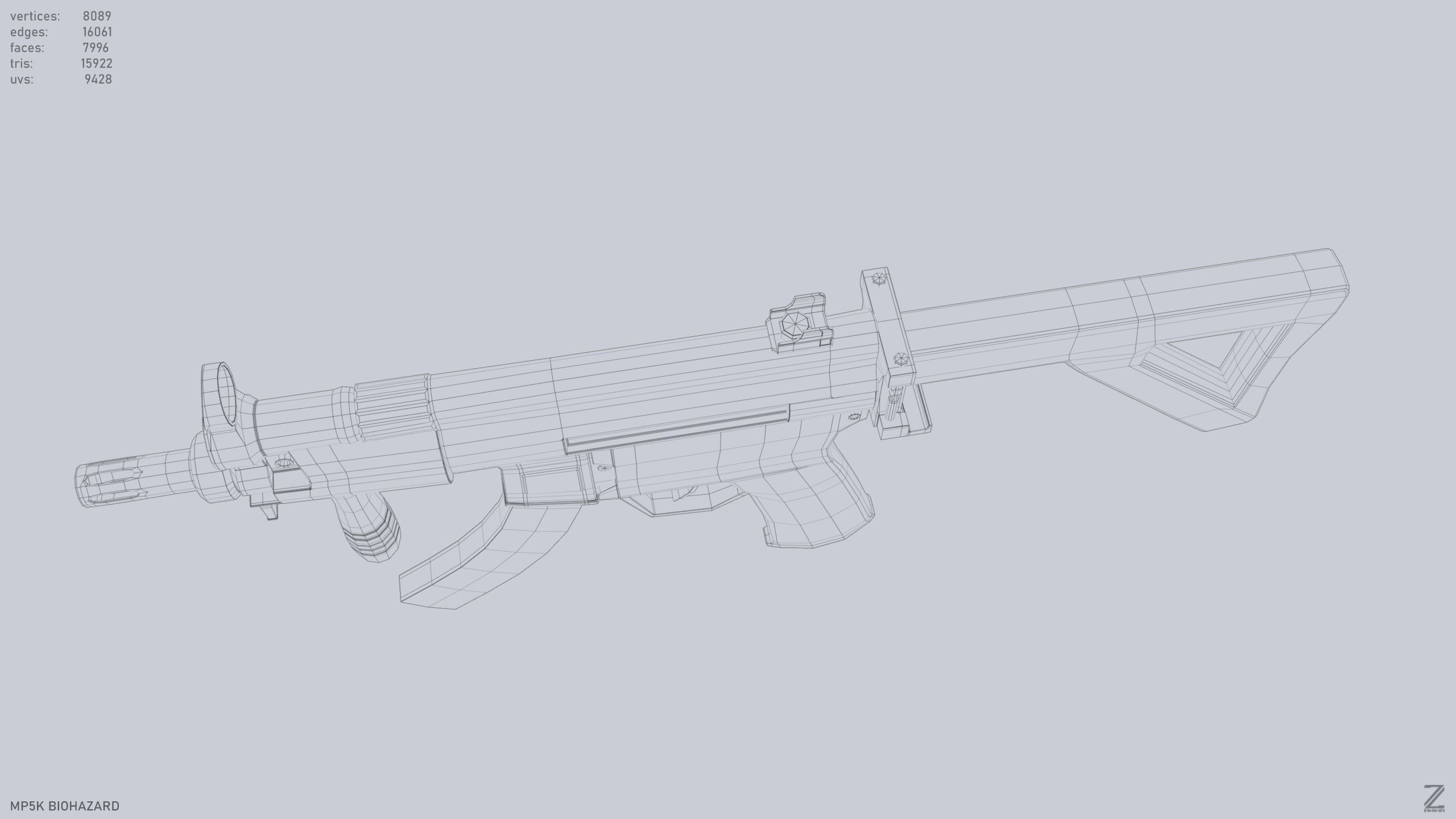MP5K Biohazard Low-poly 3D model_10