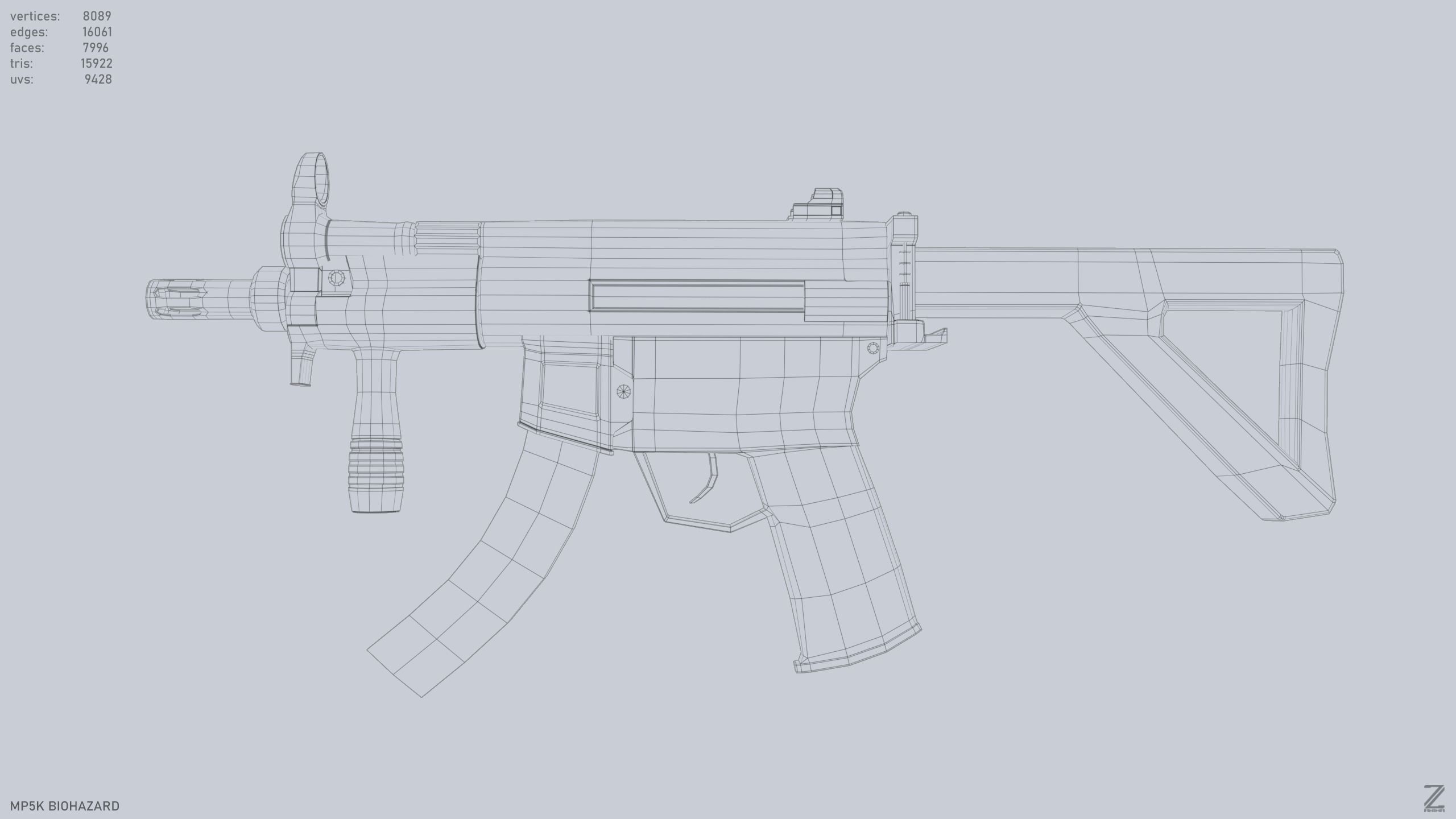 MP5K Biohazard Low-poly 3D model_8
