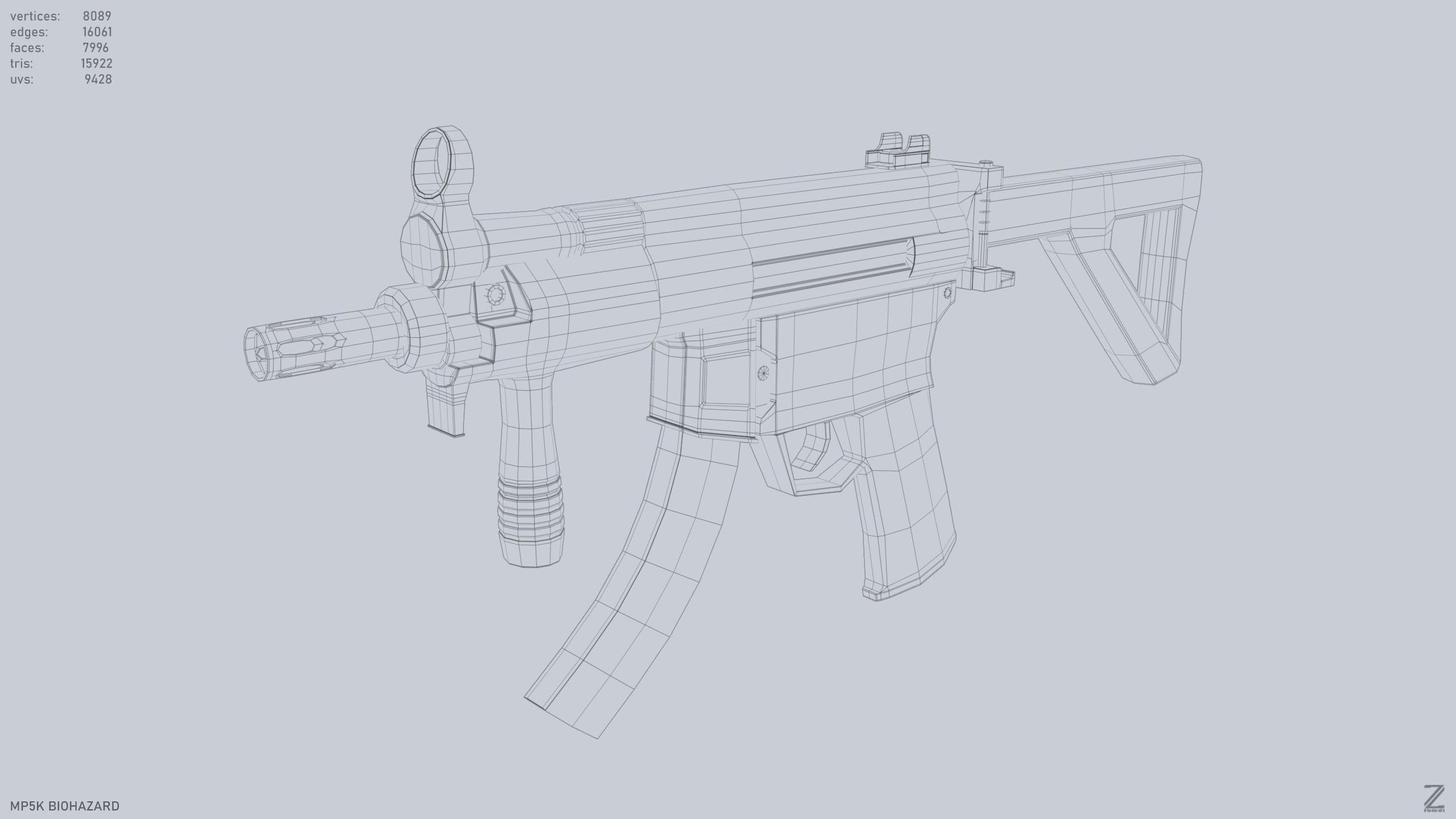MP5K Biohazard Low-poly 3D model_9