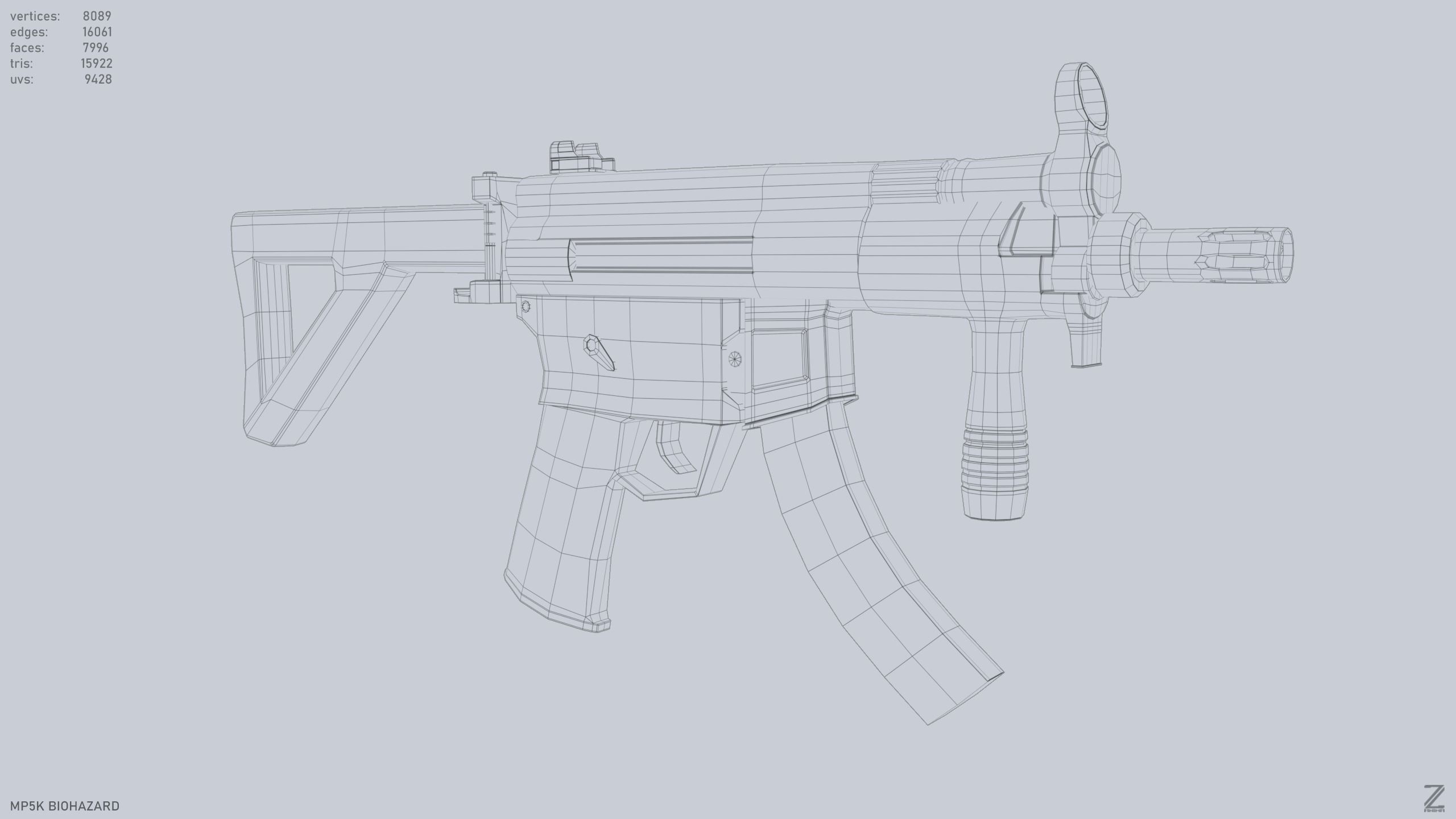 MP5K Biohazard Low-poly 3D model_11