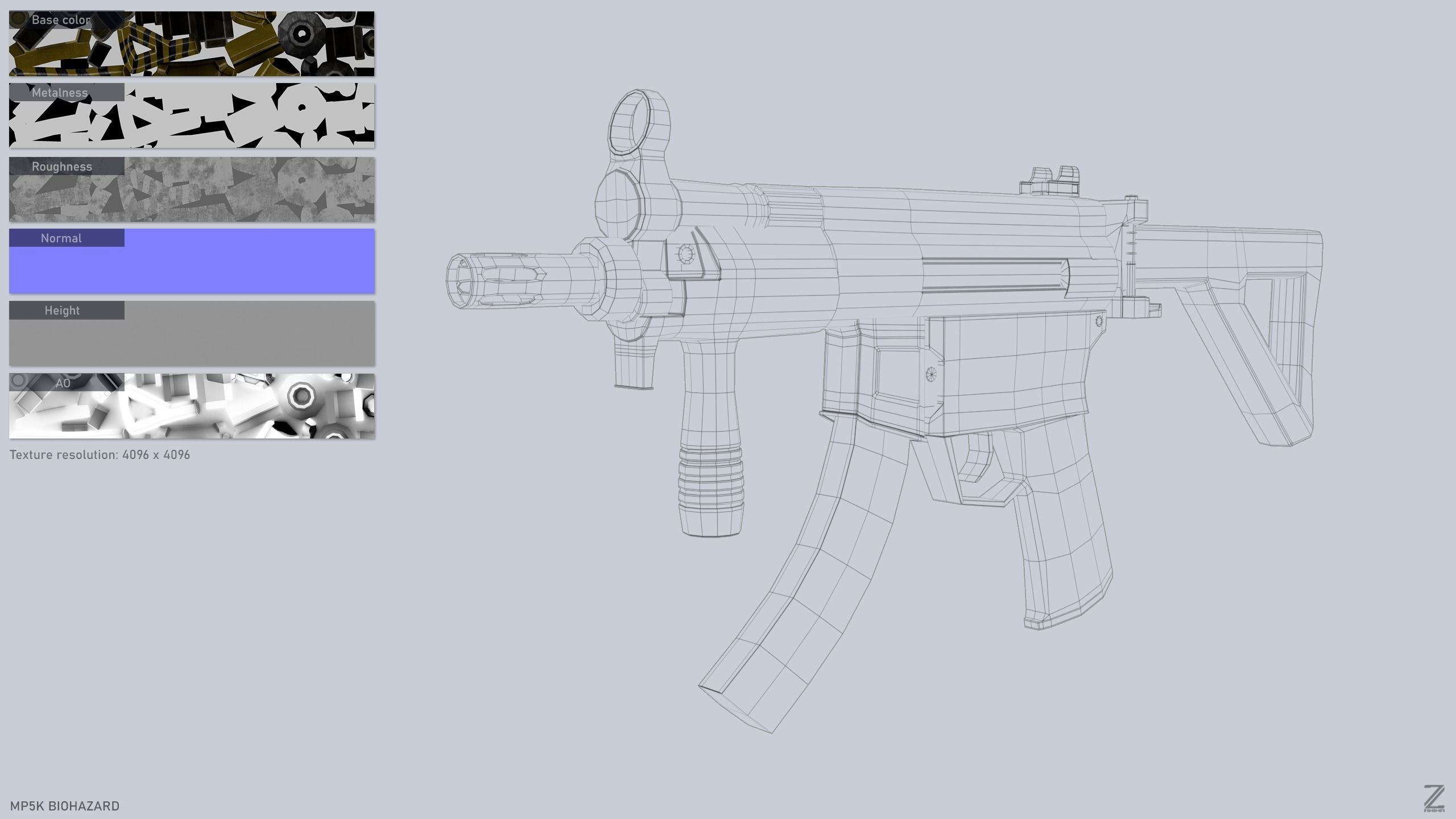 MP5K Biohazard Low-poly 3D model_2