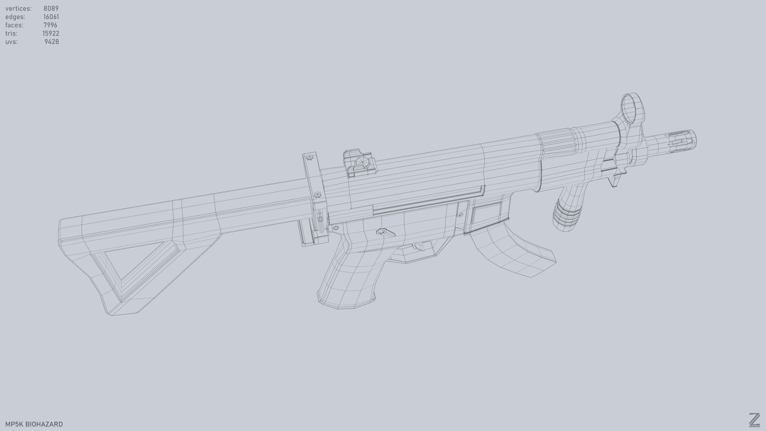 MP5K Biohazard Low-poly 3D model_13
