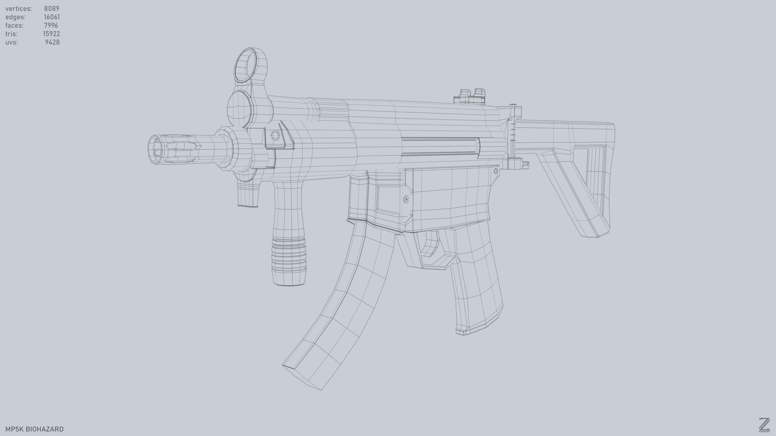 MP5K Biohazard Low-poly 3D model_14