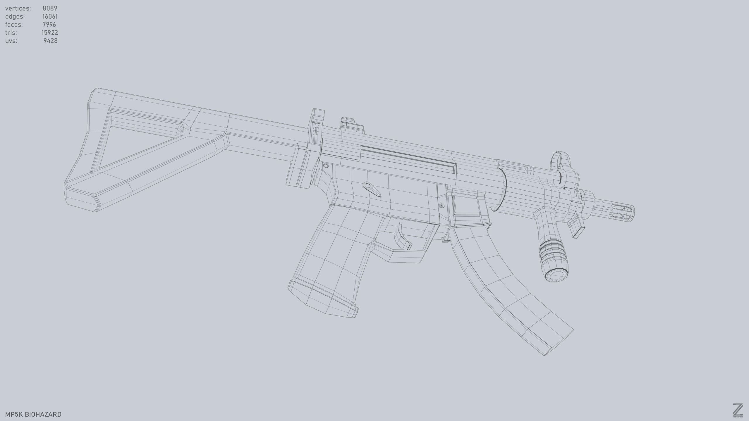MP5K Biohazard Low-poly 3D model_12