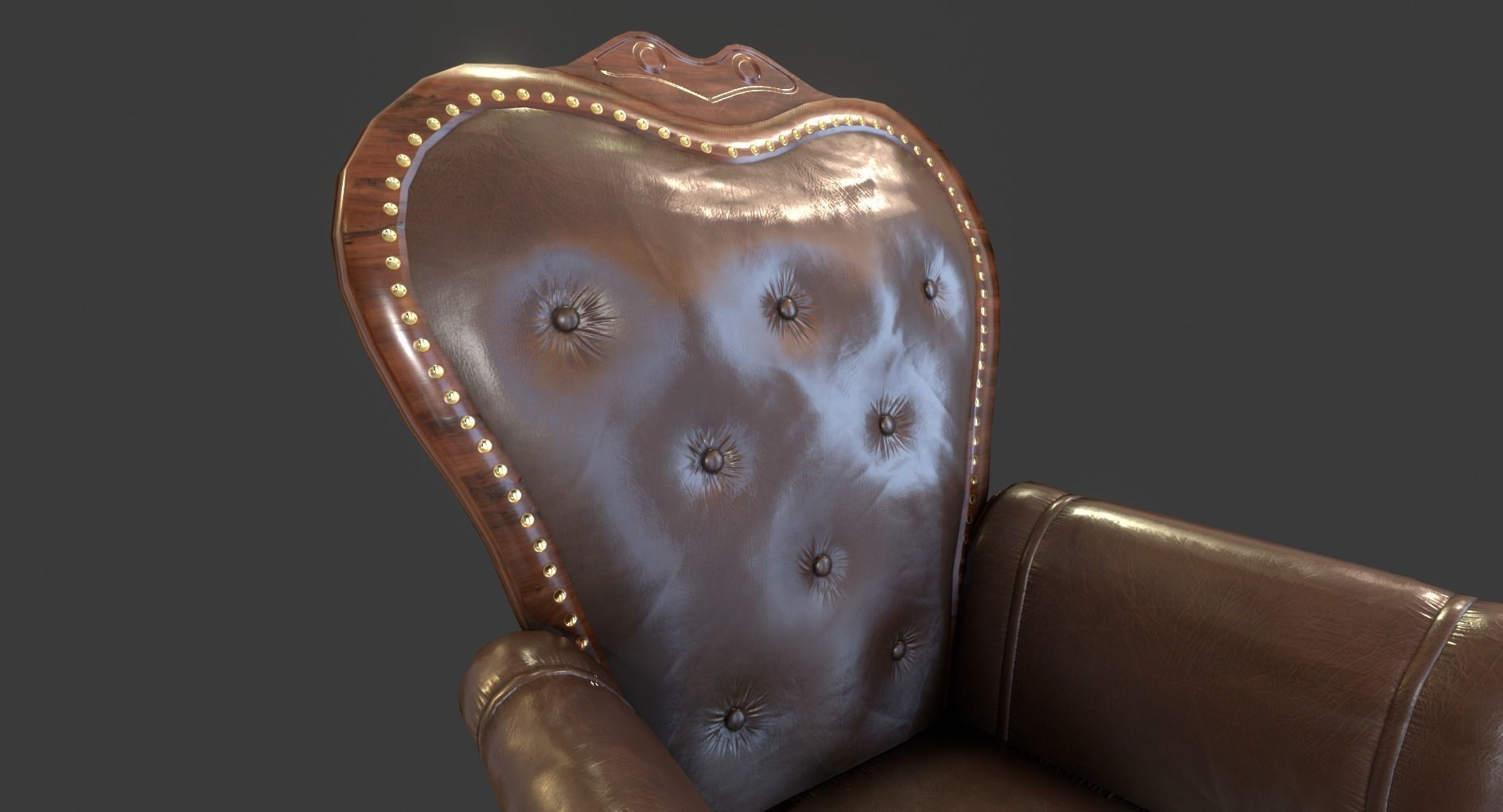 Vintage Wooden Armchair Low-poly 3D model_8