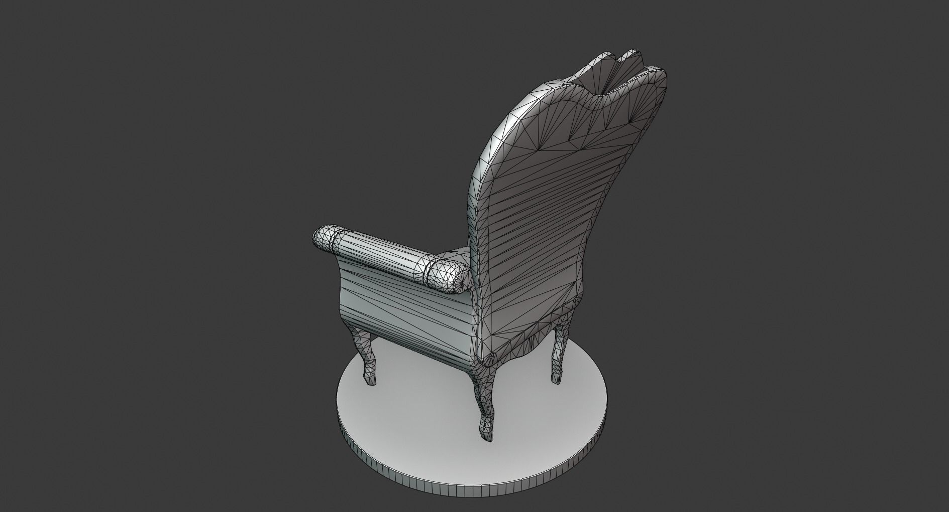 Vintage Wooden Armchair Low-poly 3D model_7