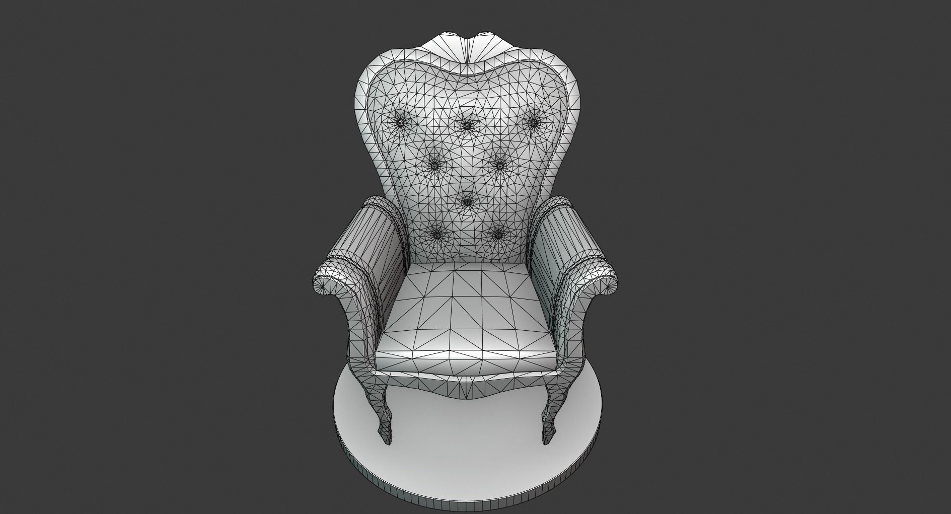 Vintage Wooden Armchair Low-poly 3D model_3