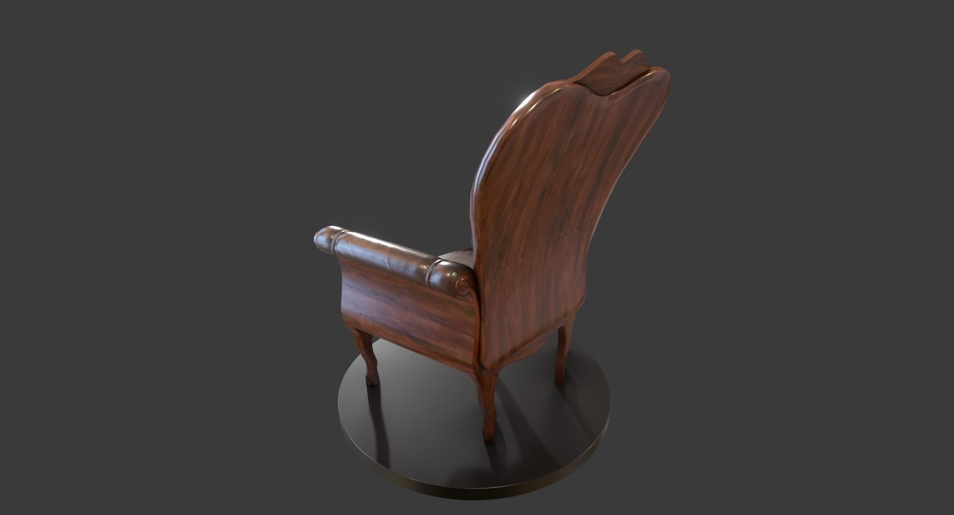 Vintage Wooden Armchair Low-poly 3D model_6