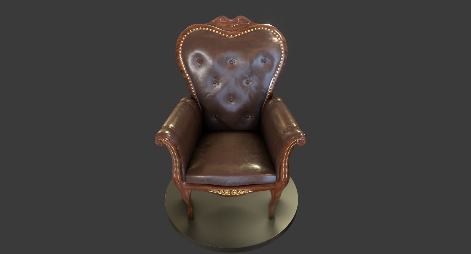 Vintage Wooden Armchair Low-poly 3D model_2