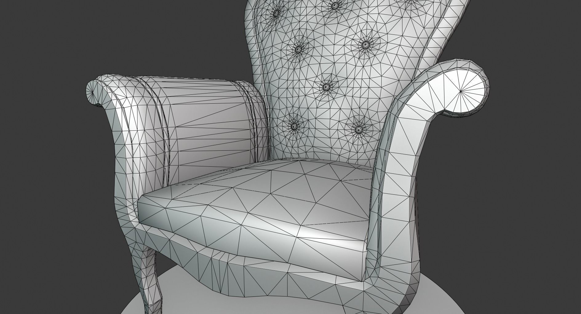 Vintage Wooden Armchair Low-poly 3D model_13