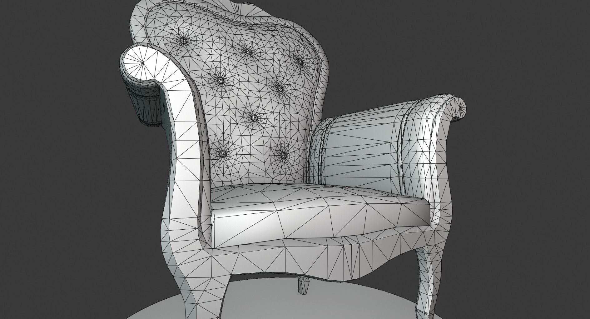 Vintage Wooden Armchair Low-poly 3D model_11