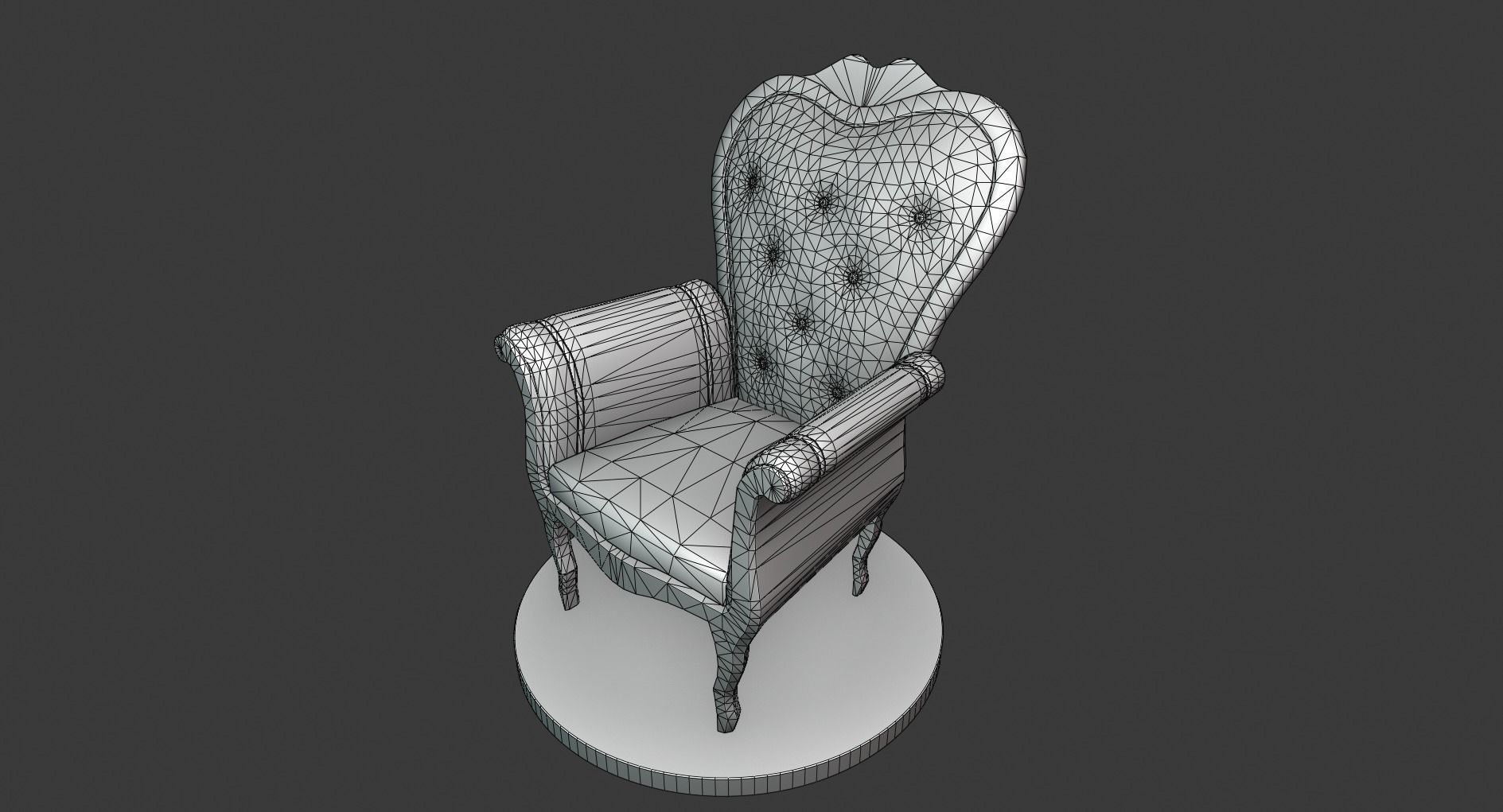 Vintage Wooden Armchair Low-poly 3D model_5