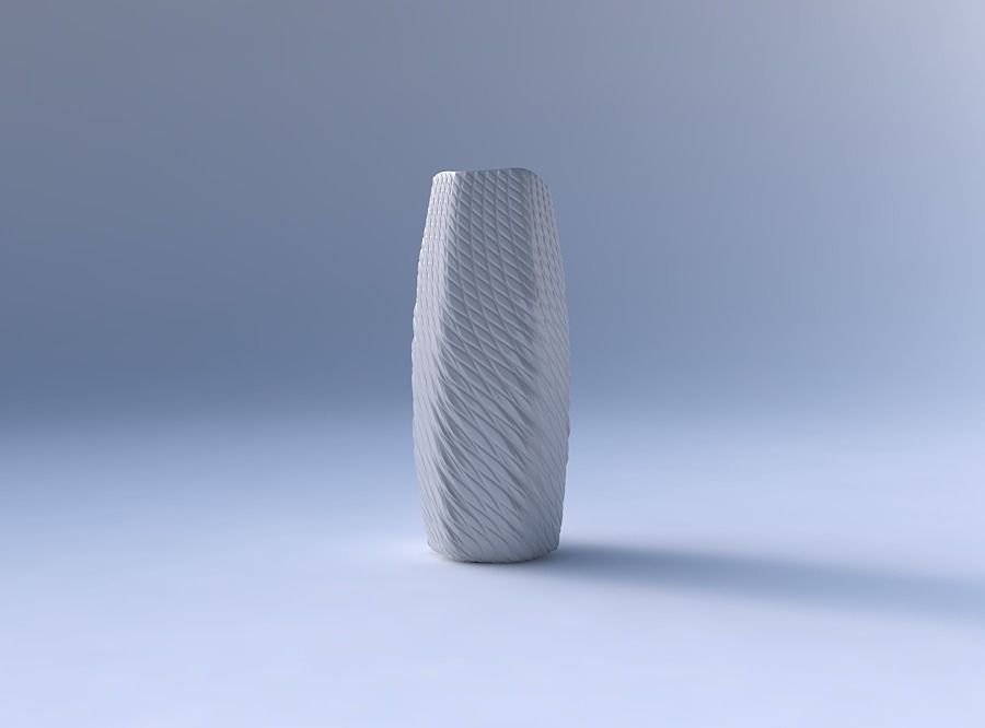 Vase arc hexagon with twisted diagonal grid bulges 3D print model_4