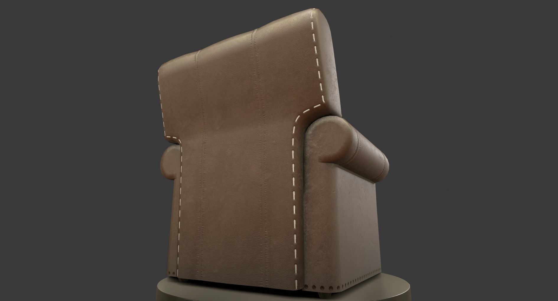 Vintage Leather Armchair Low-poly 3D model_13