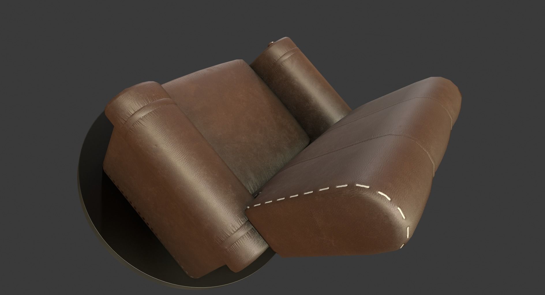 Vintage Leather Armchair Low-poly 3D model_4
