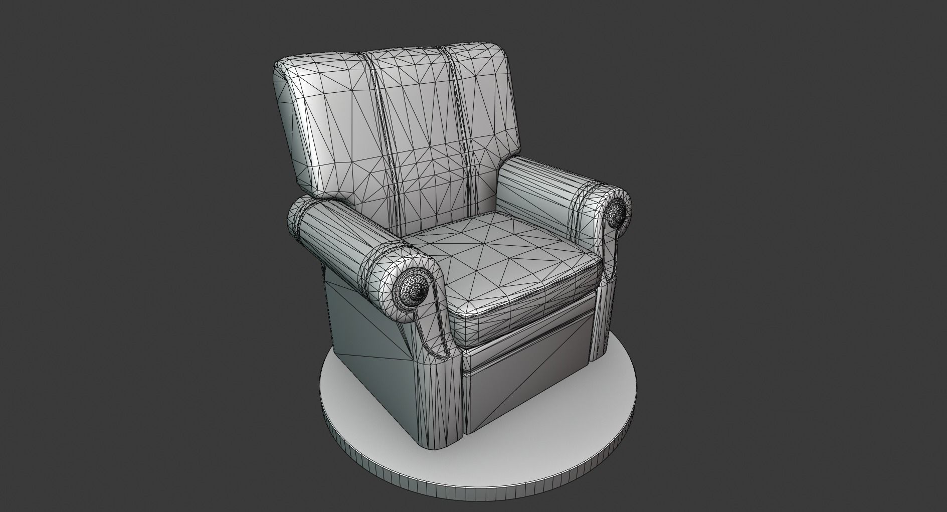 Vintage Leather Armchair Low-poly 3D model_6