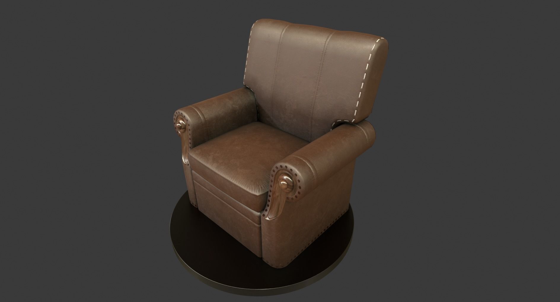 Vintage Leather Armchair Low-poly 3D model_9