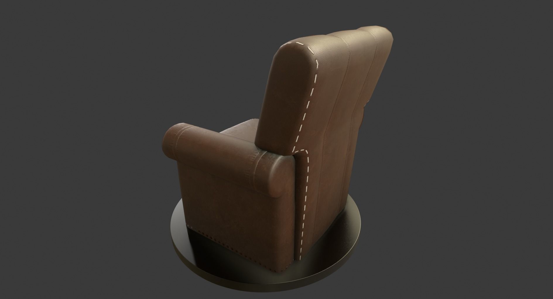 Vintage Leather Armchair Low-poly 3D model_11