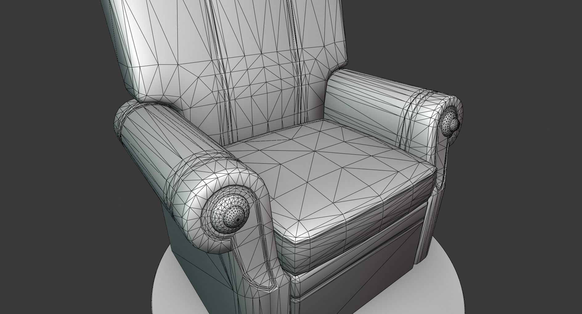 Vintage Leather Armchair Low-poly 3D model_3