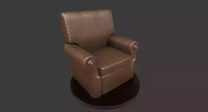 Vintage Leather Armchair Low-poly 3D model