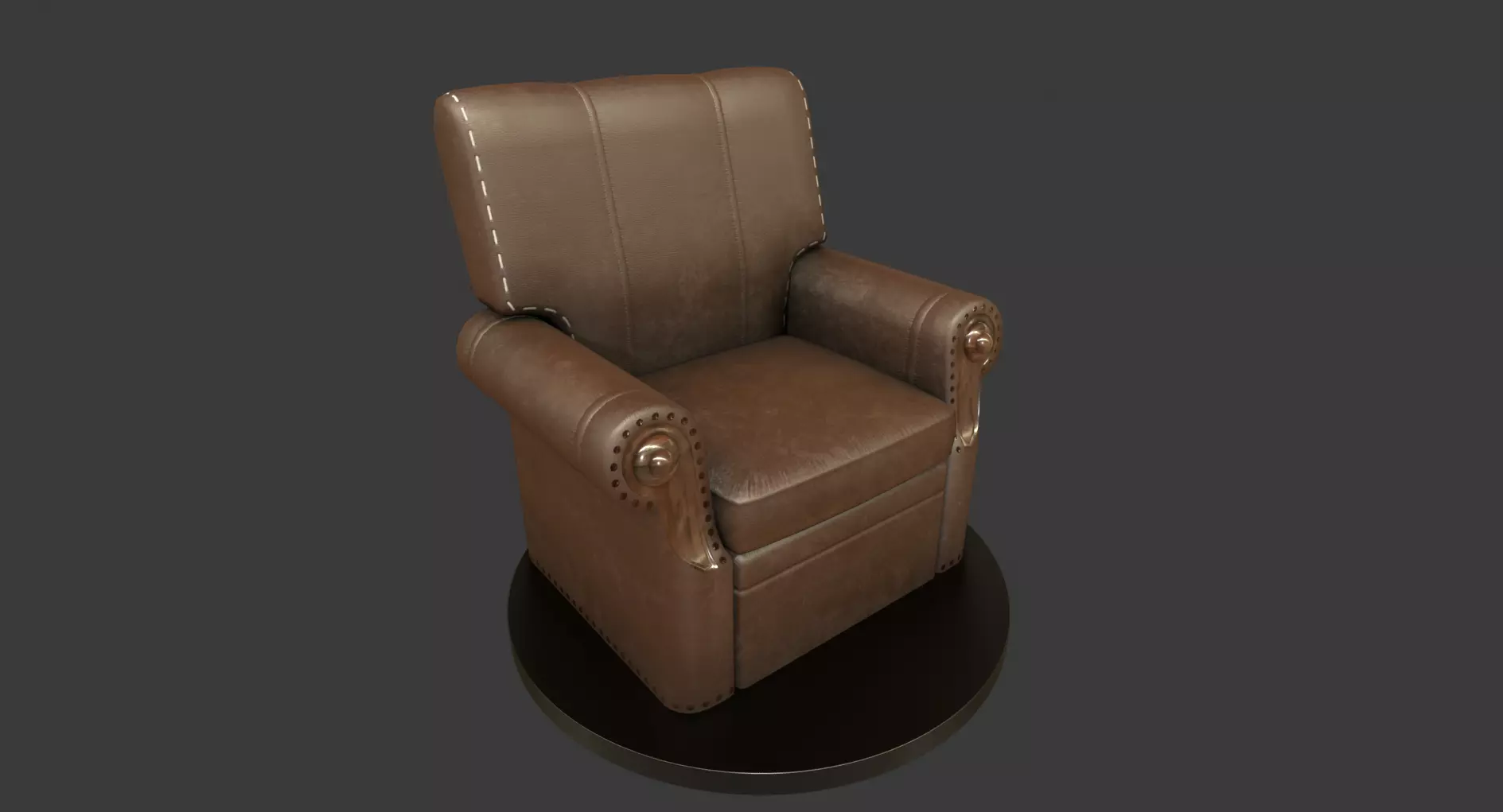 Vintage Leather Armchair Low-poly 3D model_0