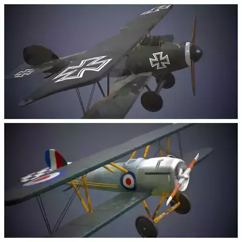 Two ww1 planes German British 3D Model Collection