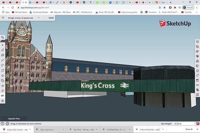 Kings Cross St Pancras London underground station Full station Low-poly 3D model