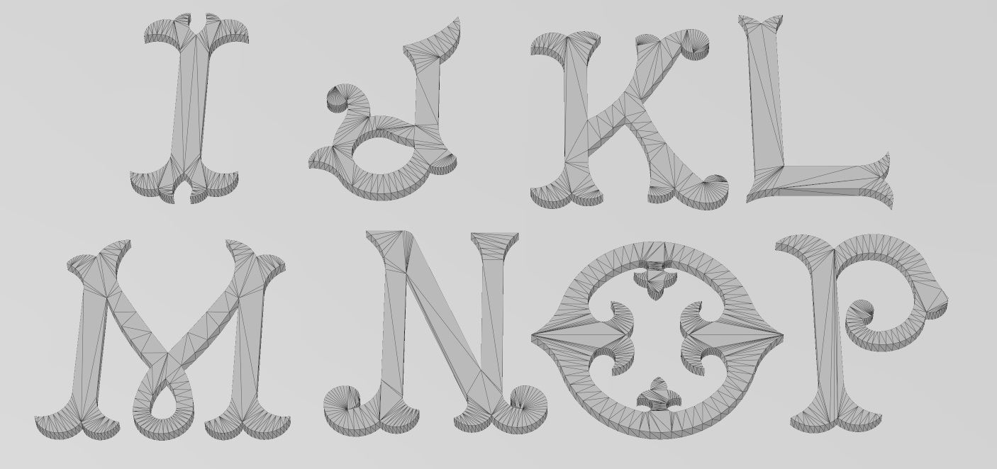 Vintage Monogram Font Letters Alphabet  3D print model_12