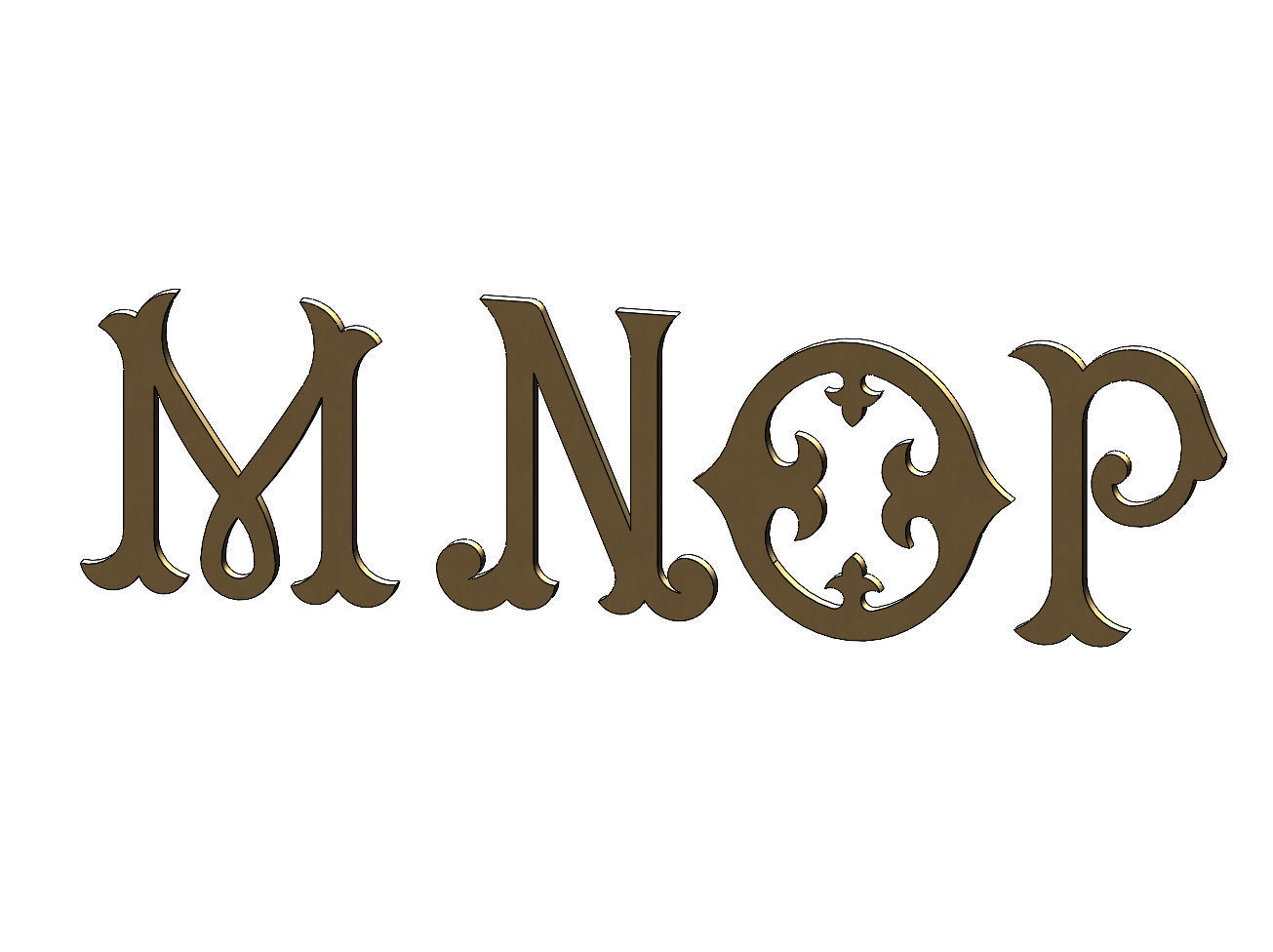 Vintage Monogram Font Letters Alphabet  3D print model_5