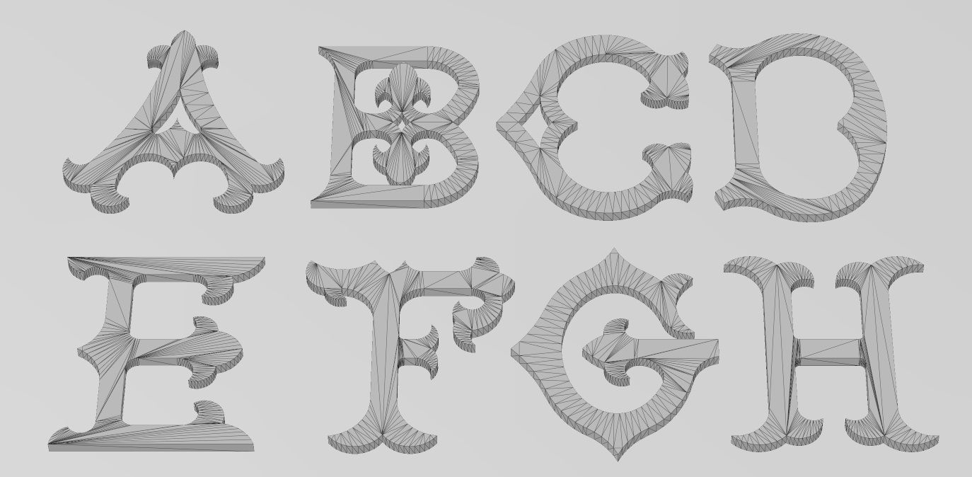 Vintage Monogram Font Letters Alphabet  3D print model_11