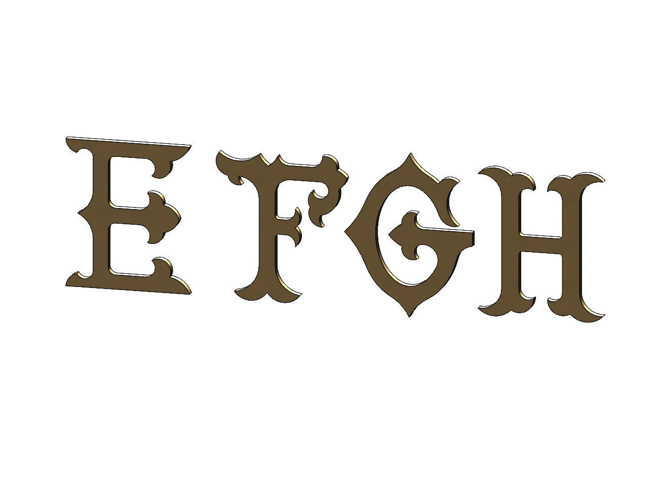Vintage Monogram Font Letters Alphabet  3D print model_3