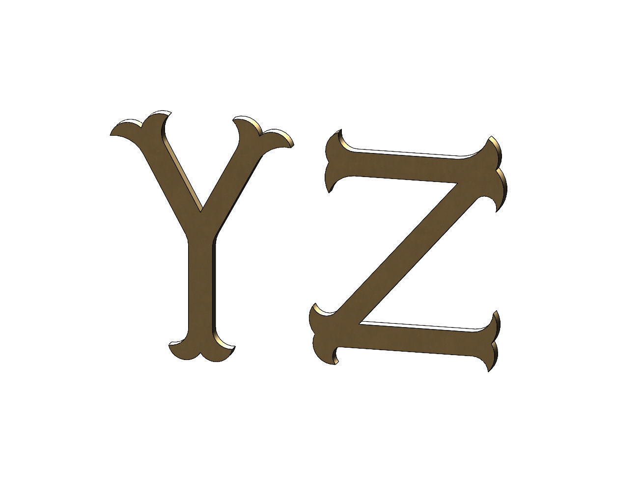 Vintage Monogram Font Letters Alphabet  3D print model_8