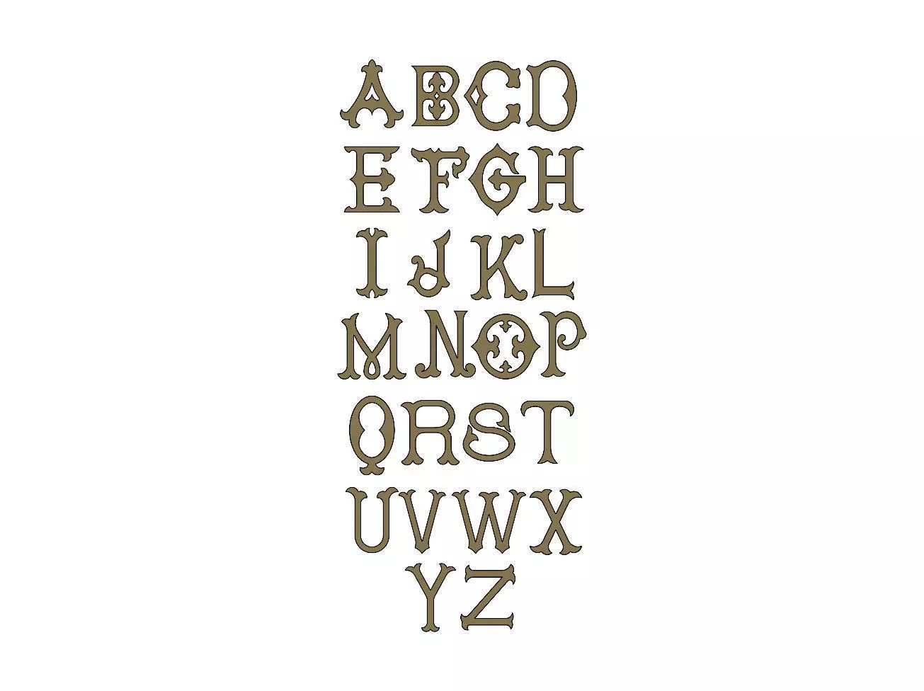 Vintage Monogram Font Letters Alphabet  3D print model_0