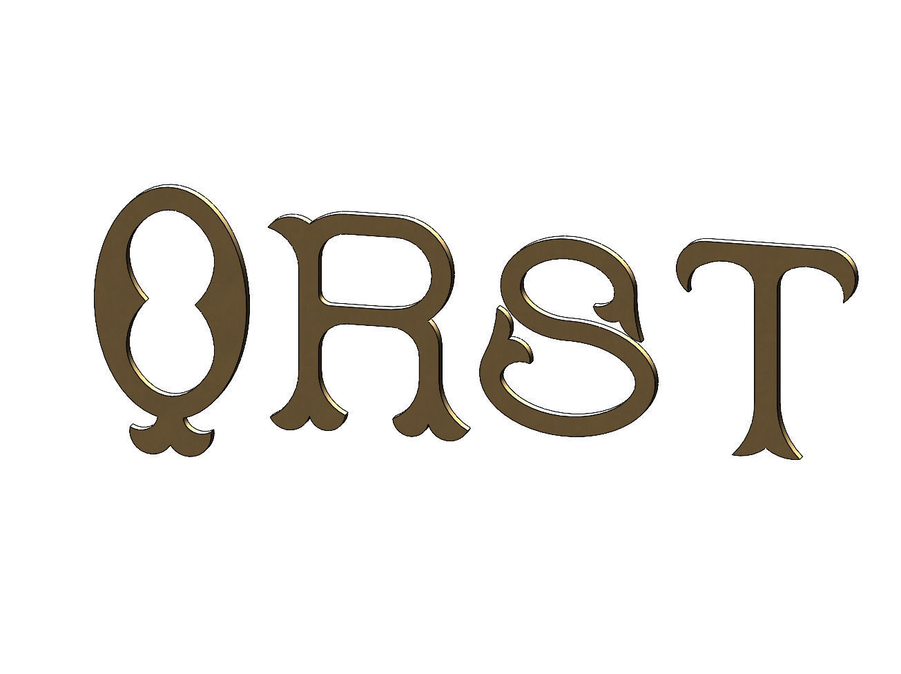 Vintage Monogram Font Letters Alphabet  3D print model_6