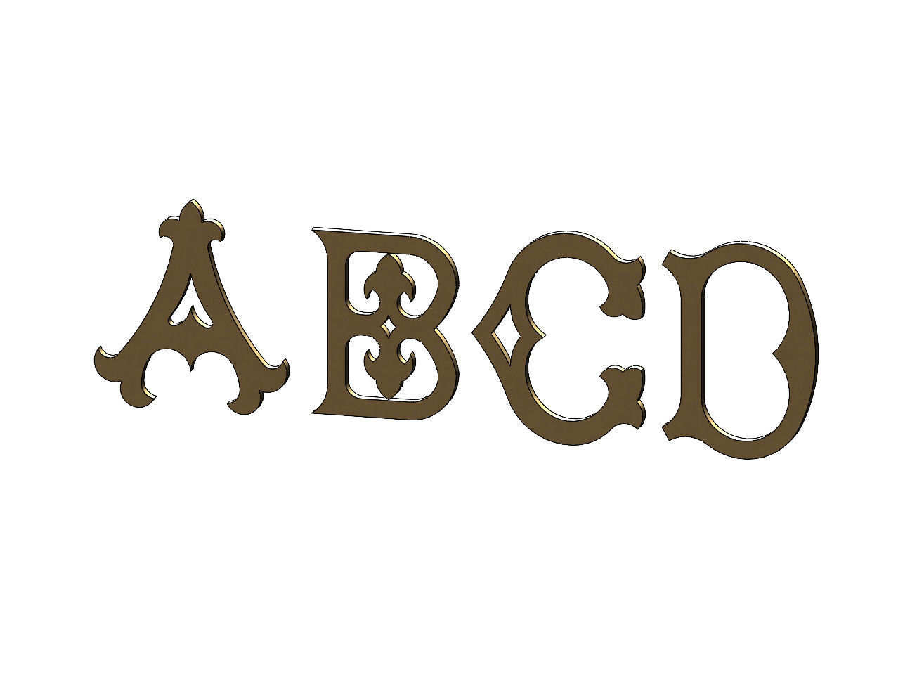 Vintage Monogram Font Letters Alphabet  3D print model_2