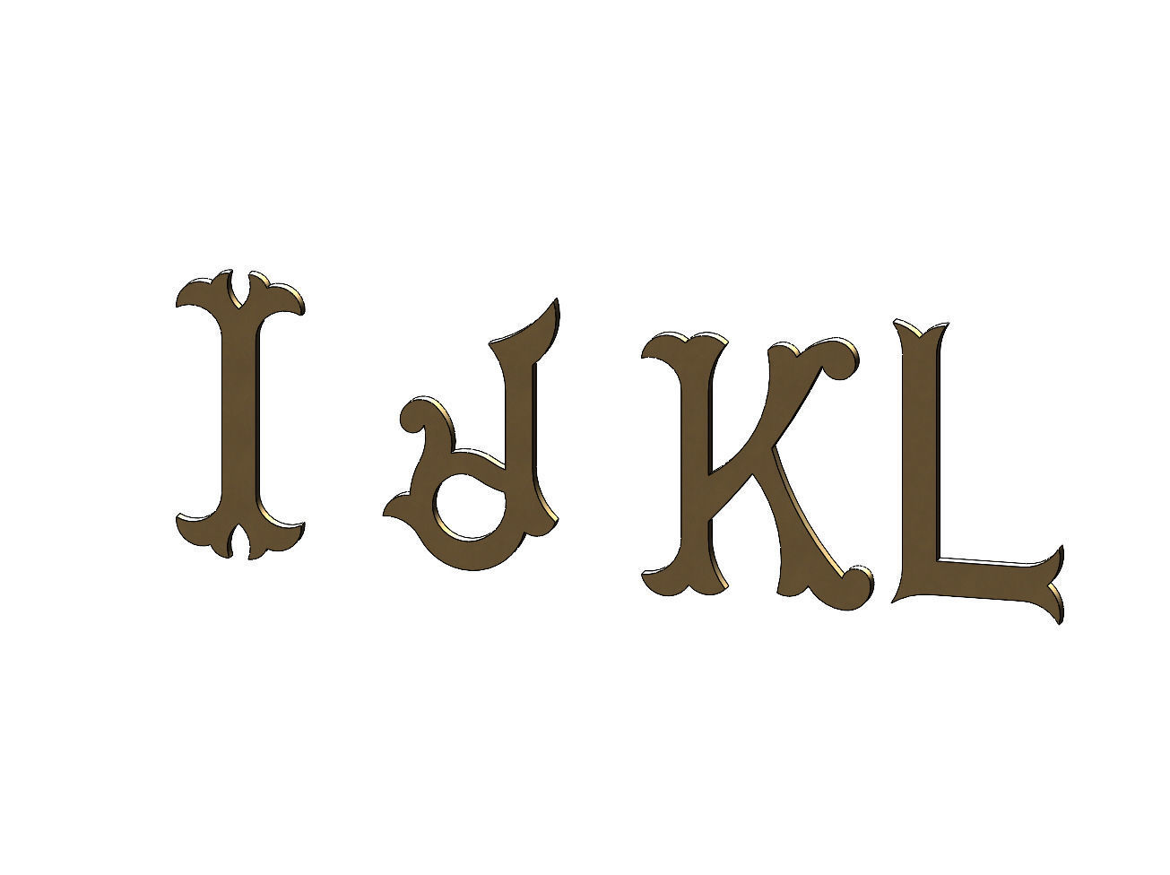 Vintage Monogram Font Letters Alphabet  3D print model_4