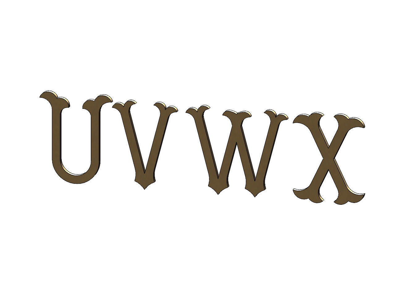 Vintage Monogram Font Letters Alphabet  3D print model_7