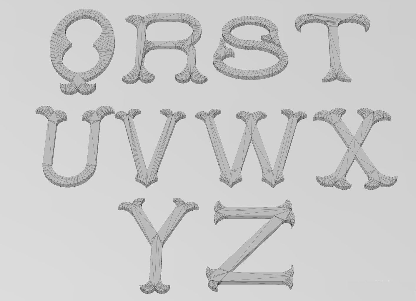Vintage Monogram Font Letters Alphabet  3D print model_13