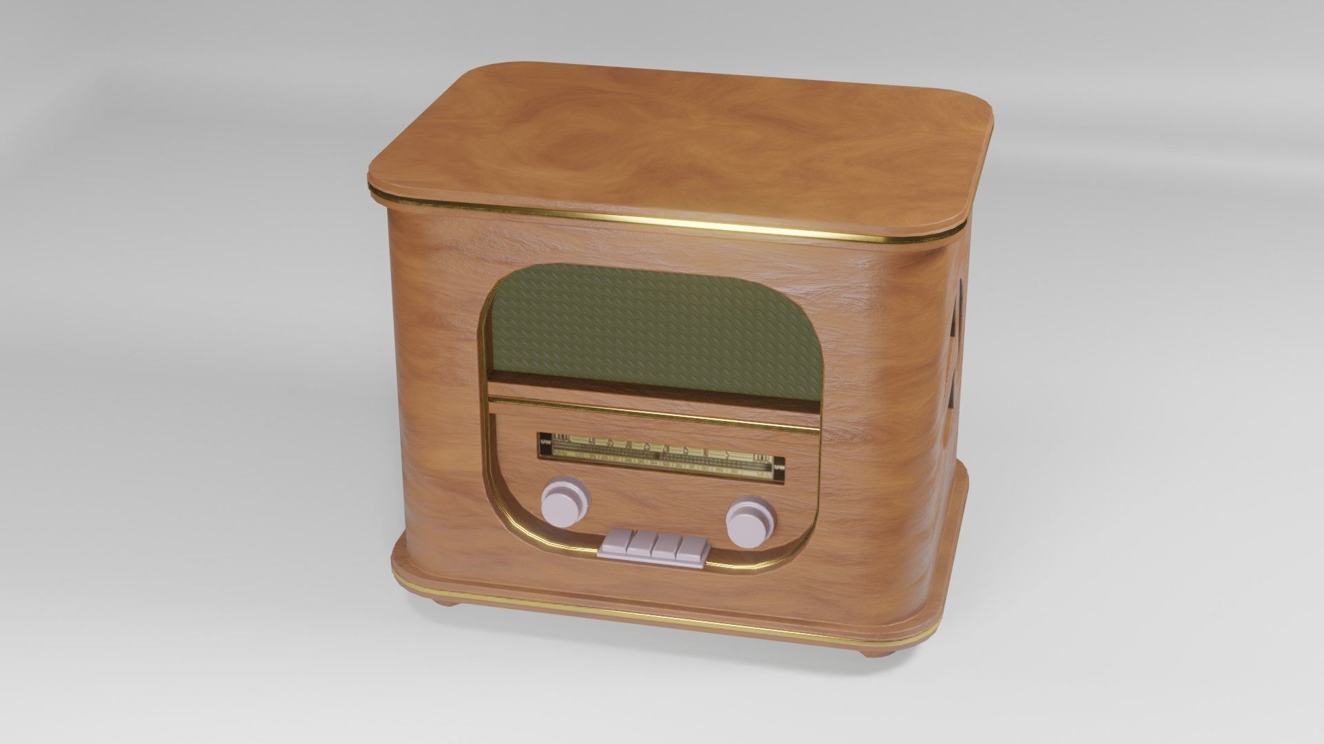 Radio in retro style Free low-poly 3D model_1