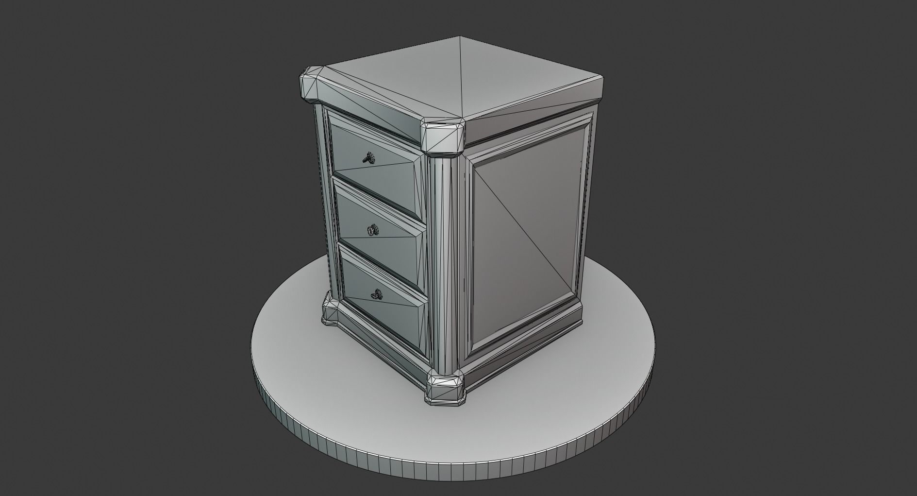 Vintage Wooden Bedside Cabinet Low-poly 3D model_5