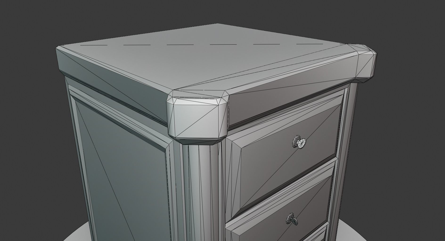Vintage Wooden Bedside Cabinet Low-poly 3D model_11