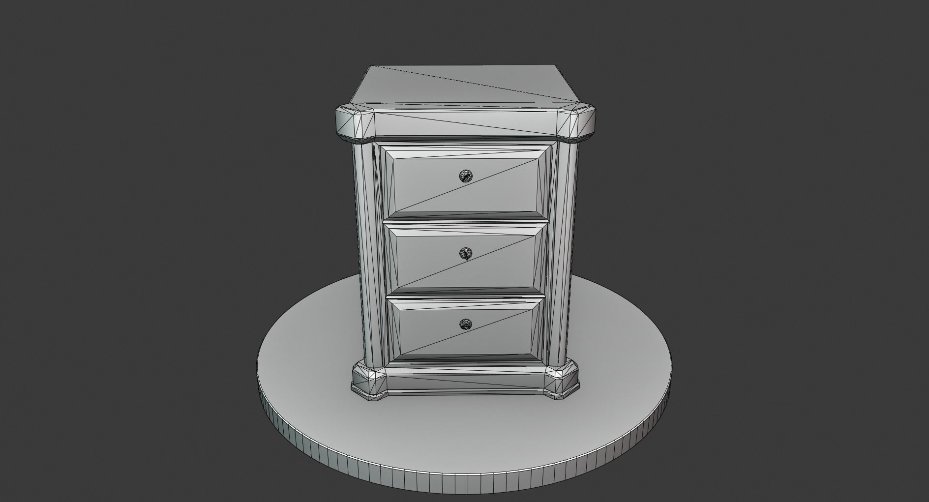 Vintage Wooden Bedside Cabinet Low-poly 3D model_3