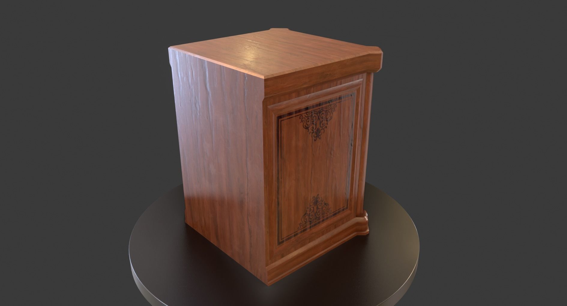 Vintage Wooden Bedside Cabinet Low-poly 3D model_8