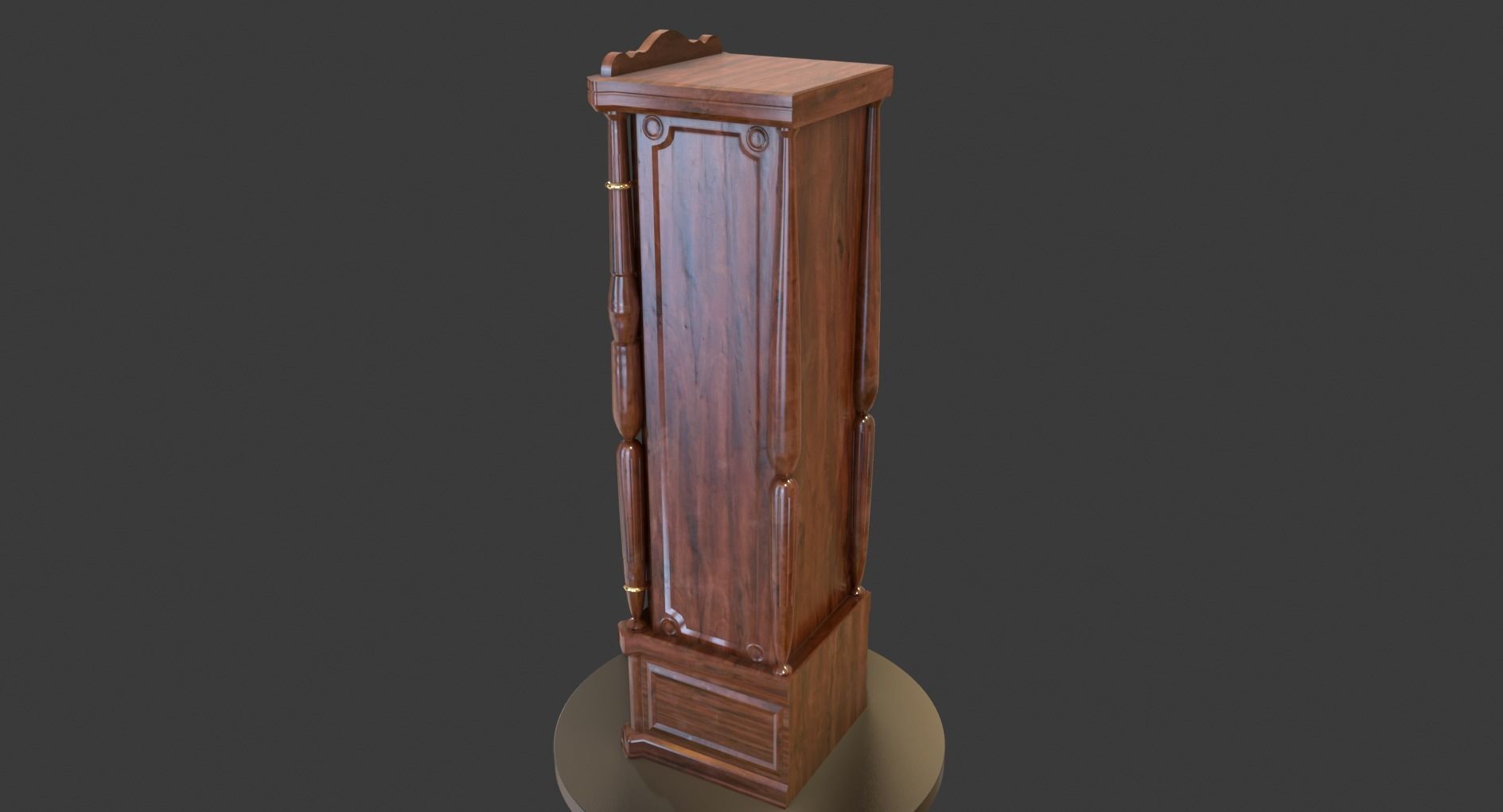 Vintage Standing Clock Low-poly 3D model_12