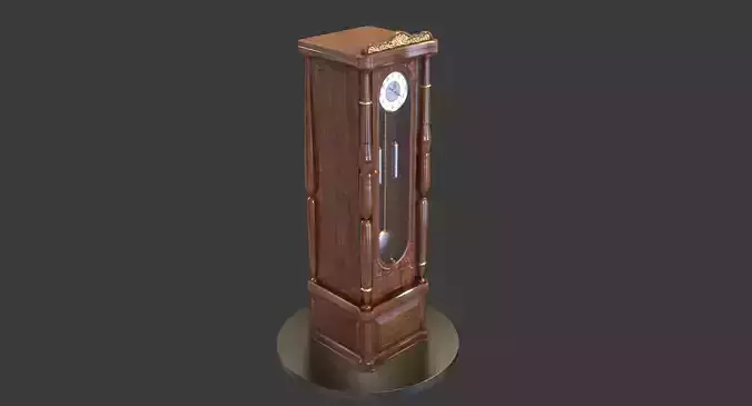 Vintage Standing Clock Low-poly 3D model