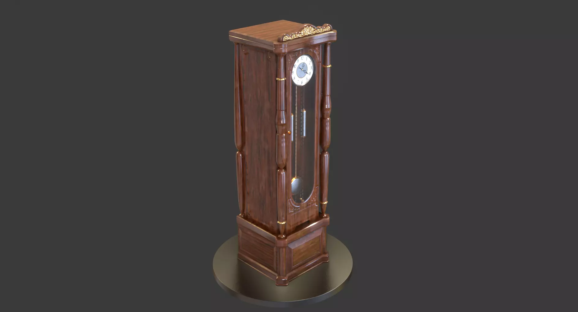 Vintage Standing Clock Low-poly 3D model_0