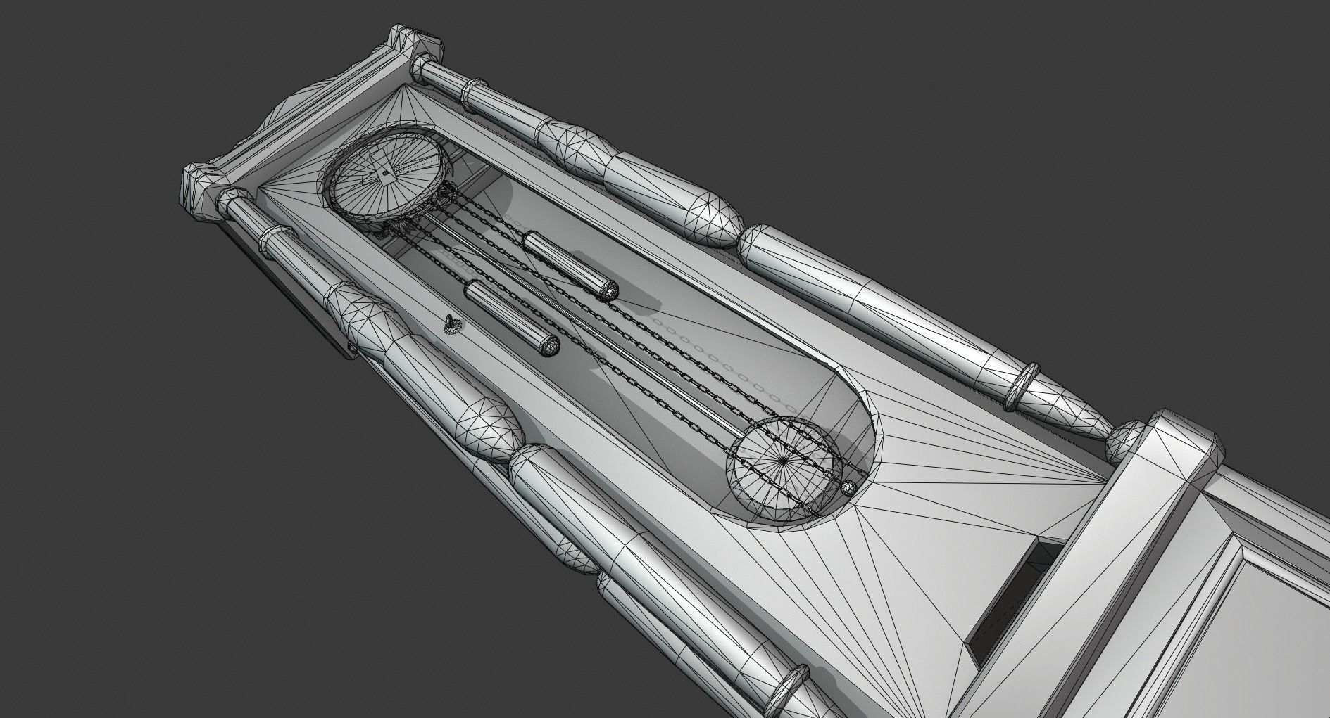 Vintage Standing Clock Low-poly 3D model_7