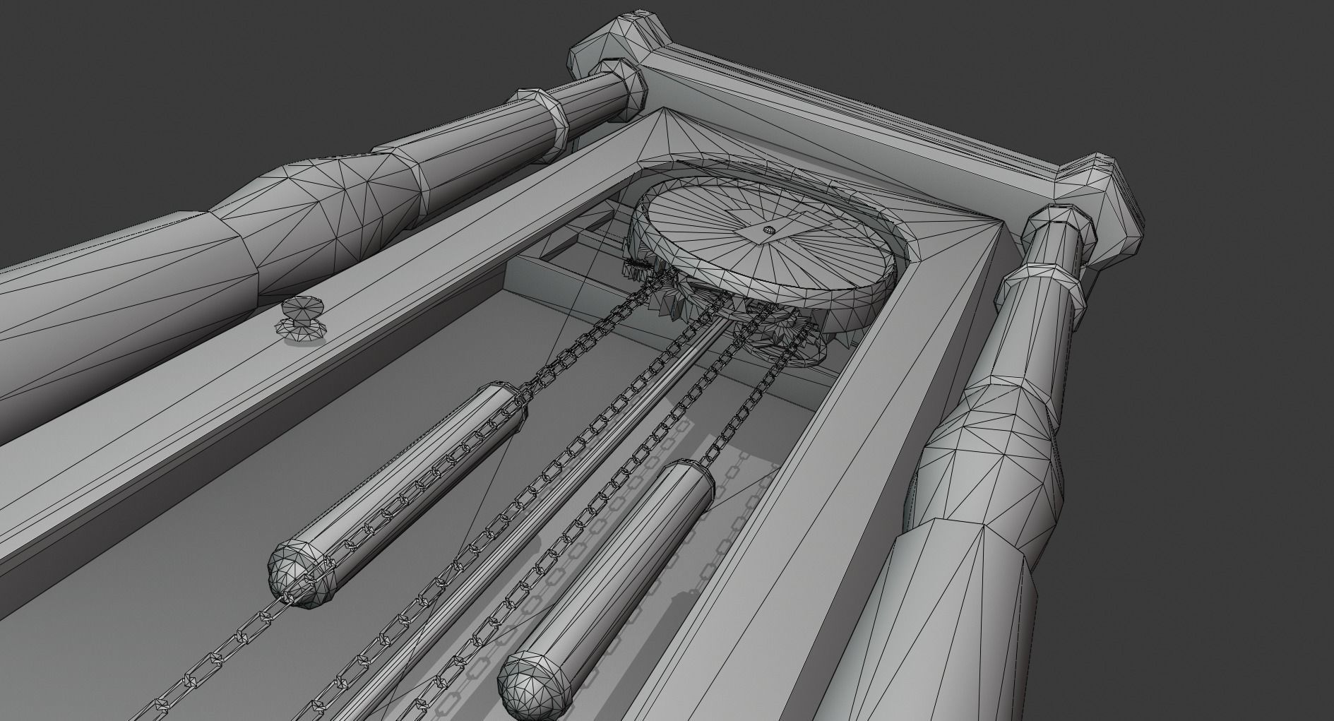 Vintage Standing Clock Low-poly 3D model_9